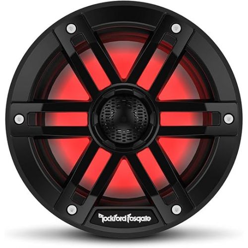  Rockford Fosgate M1-65B Color Optix 6.5” 2-Way Coaxial Multicolor LED Lighted Marine Speakers - Black (Pair)