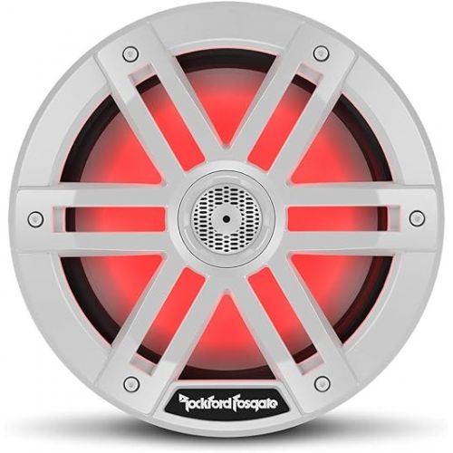  Rockford Fosgate M1-8 Color Optix 8” 2-Way Coaxial Multicolor LED Lighted Marine Speakers - White (Pair)