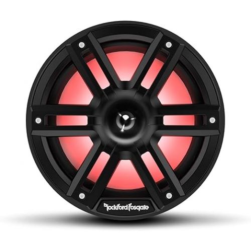  Rockford Fosgate M2-8HB Color Optix 8a€ 2-Way Coaxial Multicolor LED Lighted Marine Speakers with Horn Tweeters -Black/Stainless (Pair)