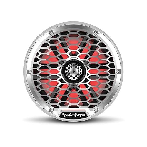  Rockford Fosgate M2-8 Color Optix 8” 2-Way Coaxial Multicolor LED Lighted Marine Speakers - White/Stainless (Pair)