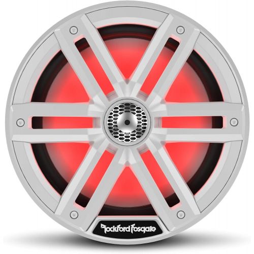  Rockford Fosgate M2-8 Color Optix 8” 2-Way Coaxial Multicolor LED Lighted Marine Speakers - White/Stainless (Pair)
