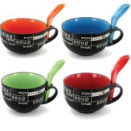 Rockin Gear Bowls with Spoons Soup Cereal Pasta Bowl with Spoon - 4 Assorted Colors Included