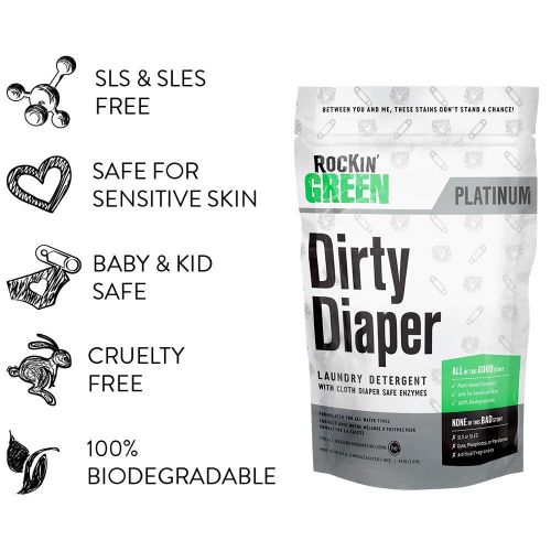  [아마존베스트]Rockin Green Platinum Series Dirty Diaper Powdered Laundry Detergent, 45 oz. - All Natural, Biodegradable, and Eco-Friendly