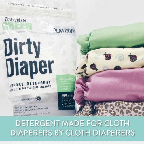  [아마존베스트]Rockin Green Platinum Series Dirty Diaper Powdered Laundry Detergent, 45 oz. - All Natural, Biodegradable, and Eco-Friendly