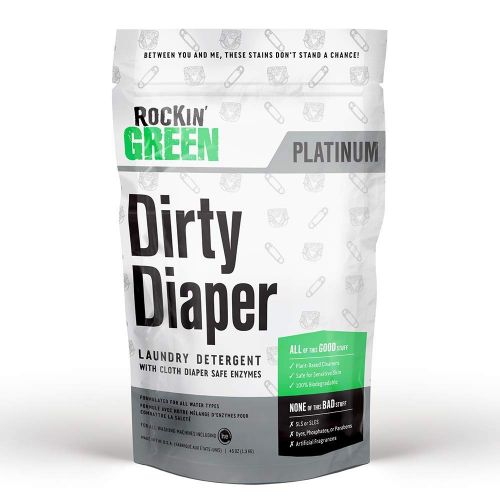  Rockin Green Platinum Series Dirty Diaper Powdered Laundry Detergent, 45 oz. - All Natural, Biodegradable, and Eco-Friendly