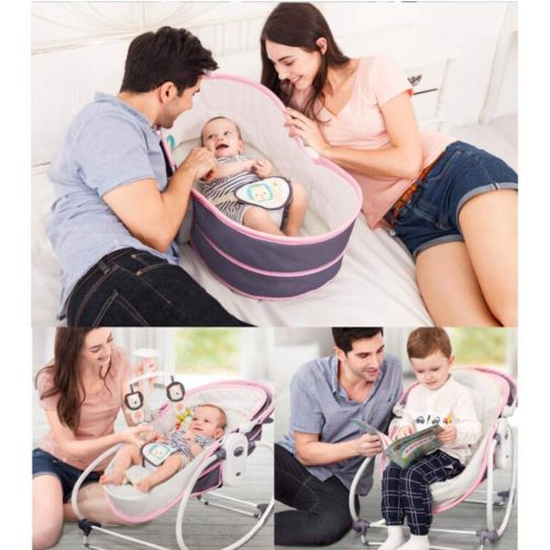  Rocking Ride-Ons Baby Cradle Bed Electric Childrens Bed Vibrating Crib Bed Automatic Comfort Rocking Chair Bed Can Sit Reclining Basket Bed Foldable Outdoor Travel Bed Give Baby Th