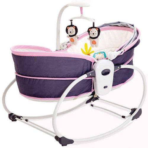  Rocking Ride-Ons Baby Cradle Bed Electric Childrens Bed Vibrating Crib Bed Automatic Comfort Rocking Chair Bed Can Sit Reclining Basket Bed Foldable Outdoor Travel Bed Give Baby Th