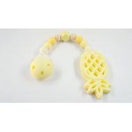 /RockingElk FREE SHIPPING Baby teether with silicone clip, silicone and wood beads and silicone pineapple shape teether