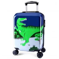 Rockland Lttxin Kids Luggage 19 inch Polycarbonate Carry On Rolling Suitcae Hard Shell For Boys (Cute Dinosaur-Perfect Printing)