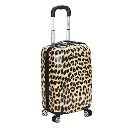  Rockland Safari Hardside Spinner Wheel Luggage, Magenta Leopard, Carry-On 20-Inch