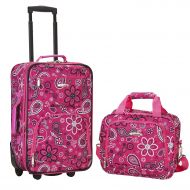 Rockland Fashion Softside Upright Luggage Set, Pink Bandana