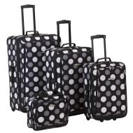Rockland Luggage Dot 4 Piece Luggage Set, Black Dot, One Size