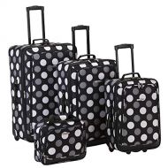 Rockland Escape 4-Piece Softside Upright Luggage Set, Pink Dots, (14/19/24/28)