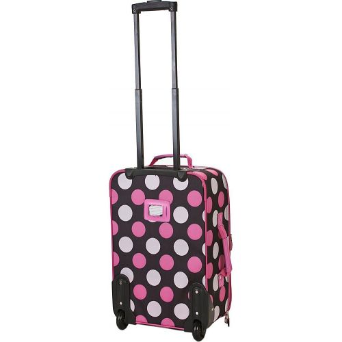  Rockland Escape 4-Piece Softside Upright Luggage Set, Pink Dots, (14/19/24/28)