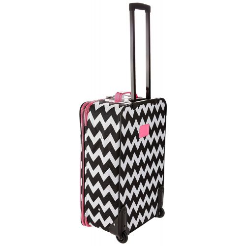  Rockland 4 Piece Pink Chevron Luggage Set
