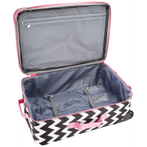  Rockland 4 Piece Pink Chevron Luggage Set
