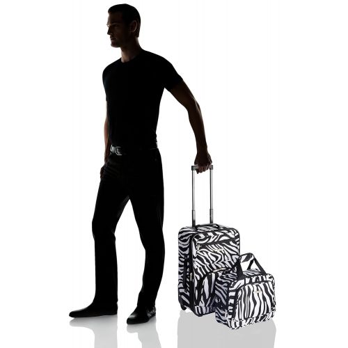  Rockland Luggage 2 Piece Printed Luggage Set, Zebra, Medium