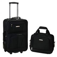 Rockland Fashion Softside Upright Luggage Set, Black Plaid, 4-Piece (14/20/24/28)
