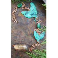 RocksLiz Verdigris green patina chicken copper wind chimes