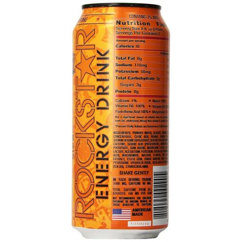  Rockstar Energy Drink, Orange Recovery, 16 Ounce (Pack of 24)