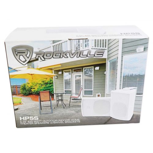  4) Rockville HP5S 5.25 OutdoorIndoor Home Theater Patio Speakers+Swivel Mounts
