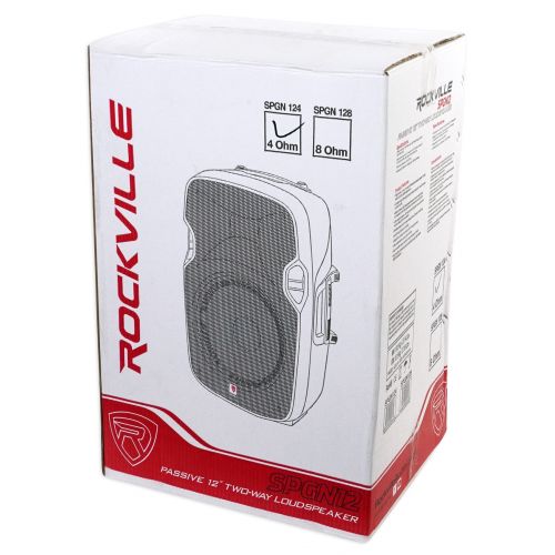  (2) Rockville SPGN124 12 Passive 2400W DJ PA Speakers+Stands+Cables+Carry Bag