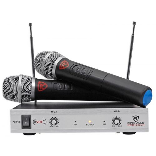 ROCKVILLE Rockville RWM1202VH VHF Wireless Dual HandHeld Microphone SystemMetal Receiver
