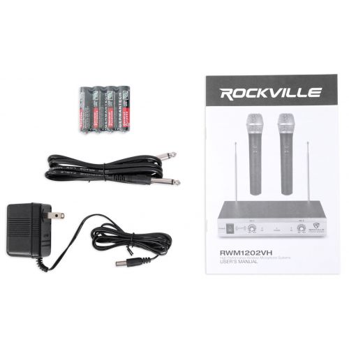  ROCKVILLE Rockville RWM1202VH VHF Wireless Dual HandHeld Microphone SystemMetal Receiver