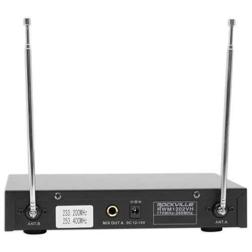  ROCKVILLE Rockville RWM1202VH VHF Wireless Dual HandHeld Microphone SystemMetal Receiver