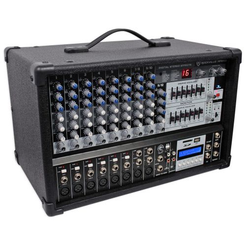  Rockville RPM109 12-Ch 4800w Powered Mixer, 7 Band EQ, FX, USB, 48V+Peavey Cable