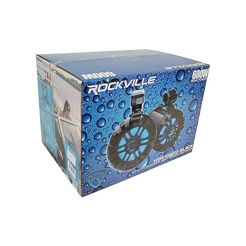  Rockville RGHR45 4 Zone Marine Gauge Hole Receiver Bluetooth/Radio/Wired Remote Bundle with (2) Rockville WB65KLED 6.5