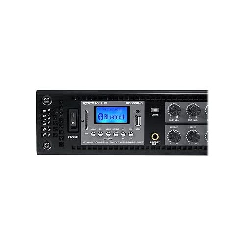  Rockville RCS350-6 350 Watt 6 Zone 70V Commercial/Restaurant Amplifier/Bluetooth