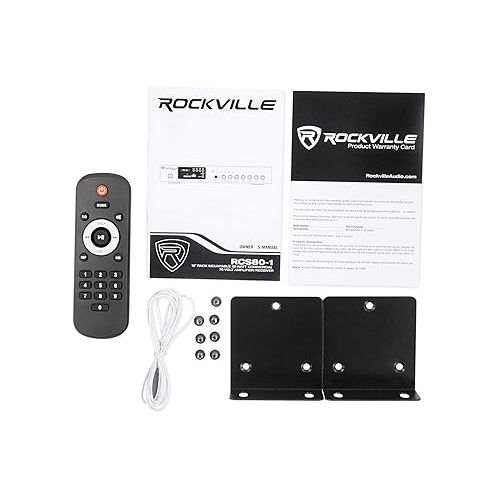  (1) Rockville RCS80-1 60 Watt 70v Commercial/Restaurant Amplifier/Bluetooth Receiver Bundle with (1) Rockville Mini WiFi Music Player Wireless Audio Streaming Multiroom Stereo Receiver (2 Items)