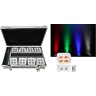 Rockville Best Pack 50 White (8) Battery Wash Lights+Wireless DMX+Charging Case