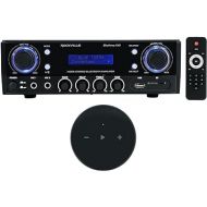 (1) Rockville BLUAMP 100 Home Stereo Bluetooth Amplifier with USB/Mic Input+RCA Out Bundle with (1) Rockville Mini WiFi Music Player Wireless Audio Streaming Multiroom Stereo Receiver (2 Items)