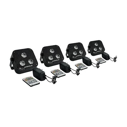  Rockville 4 Pack Mini RF3 Black DJ Par Up Lights+Bag+RF Remotes+Wireless DMX