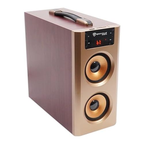  Rockville RHB70 Home Theater Compact Powered Speaker System w Bluetooth/USB/FM, Cherry Wood