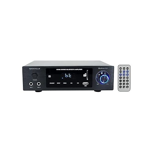  (1) Rockville BLUAMP 150 Home Stereo Bluetooth Amplifier Receiver Optical/Phono/RCA Bundle with (1) Rockville Mini WiFi Music Player Wireless Audio Streaming Multiroom Stereo Receiver (2 Items)