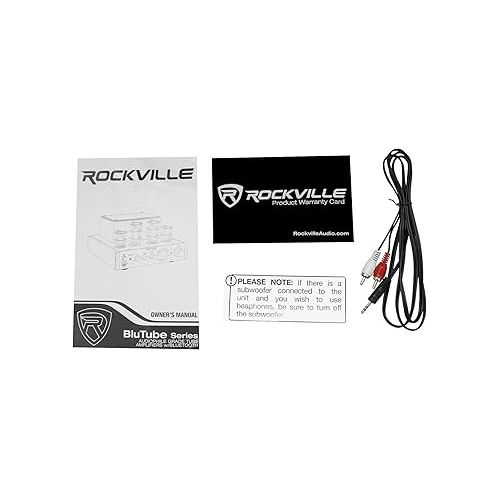  Rockville Bundle: (1) Rockville BluTube LED 70w Bluetooth Tube Amplifier/Home Stereo Receiver in Black Bundle with (1) WiiM Mini Wifi Music Player Wireless Audio Streaming Receiver (2 Item)