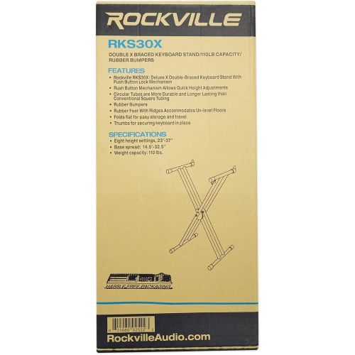  Rockville Double X Braced Keyboard Stand+Push Button Lock For Korg SV-1 73