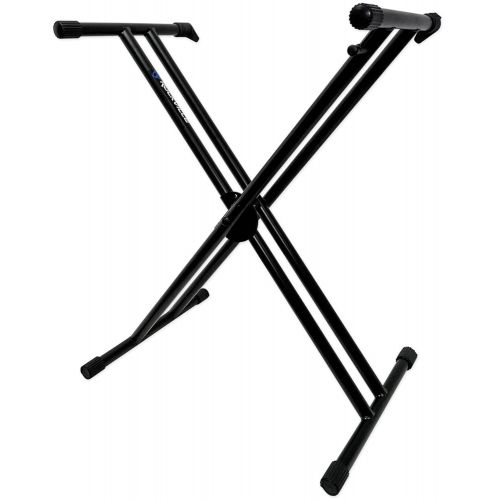  Rockville RKS30X Double X Braced Keyboard Stand w/Push Button Lock + DJ Scrim