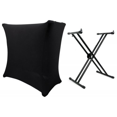  Rockville RKS30X Double X Braced Keyboard Stand w/Push Button Lock + DJ Scrim