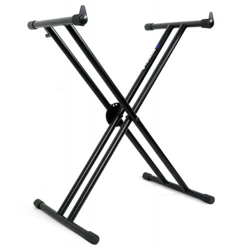  Rockville RKS30X Double X Braced Keyboard Stand w/Push Button Lock + DJ Scrim