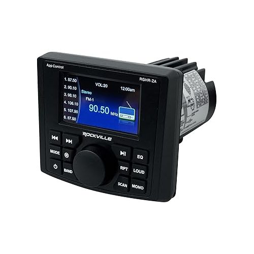  Rockville RGHR-ZA 4 Zone Marine Gauge Hole Receiver Bluetooth App Control+Remote