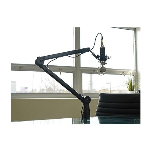  Rockville ROGAN STAND Pro Boom Arm Mic Stand with Fixed Mount+Desk Stand+Cable