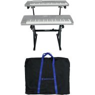 Rockville Z55 Z-Style 2-Tier Keyboard Stand+Travel Bag Adjustable Height + Width,Black