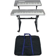 Rockville Z45W Z-Style 2-Tier Keyboard Stand+Wheels+Bag+Adjustable Height+Width,Black