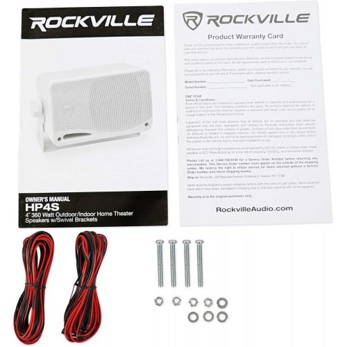  [아마존베스트]Pair Rockville HP4S 4 Outdoor/Indoor Home Theater Speakers with Swivel Bracket