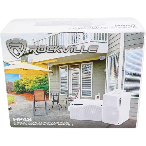  [아마존베스트]Pair Rockville HP4S 4 Outdoor/Indoor Home Theater Speakers with Swivel Bracket