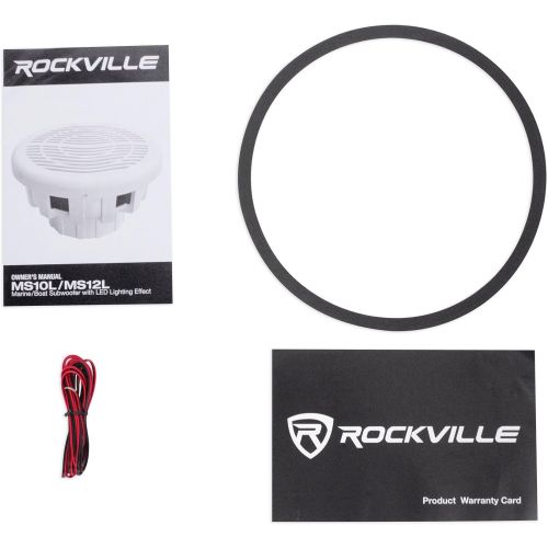  (2) Rockville MS10LW 10 2400 Watt White Marine/Boat 10 Free Air Subwoofers w/LED